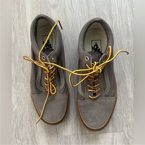 Vans Stylish Gray Sneakers with Yellow Laces mens 7.0